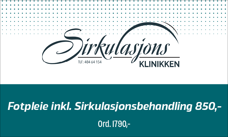 Sirkulasjonsklinikken: Fotpleie inkl Sirkulasjonsbehandling kr 850  (ordinær kr 1790)