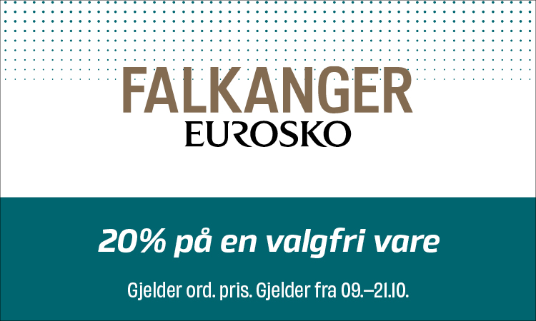 Falkanger: 20% på en valgfri vare (gjelder 9-21 oktober)