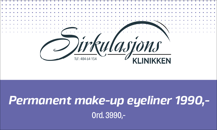 Sirkulasjonsklinikken: Permanent  make-up eyeliner 1990,-